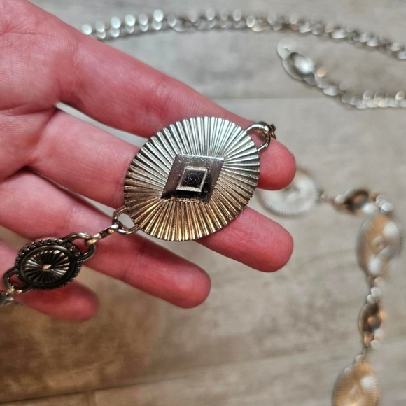 Geomertric Boho Antique-Silver Statement Belt - Picture 5 of 8